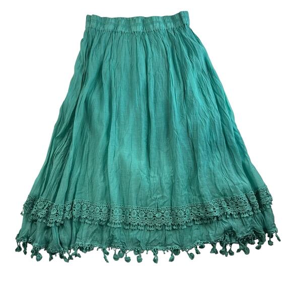 Y2K Style L Large Skirt Midi Crochet Detail Boho Peasant Whimsy Fairy Layered - Picture 1 of 11
